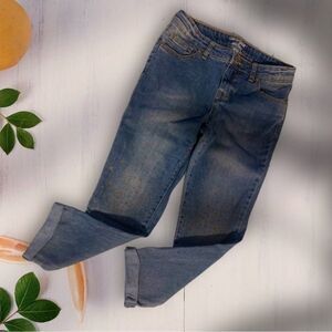 Cat & Jack Denim Jean with Gold Dots, Cuffed Ankle Skinny Jeans - Size 12 Girls